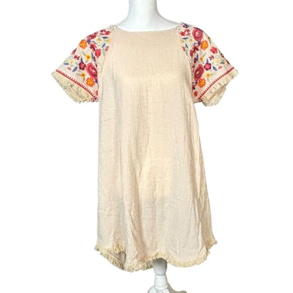New Umgee Shift Dress Floral Size Small Boho Fringe Festival Cottage Folk Indie - Picture 1 of 9
